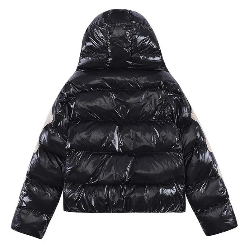 Skeleton Embroidered Glossy Puffer Jacket