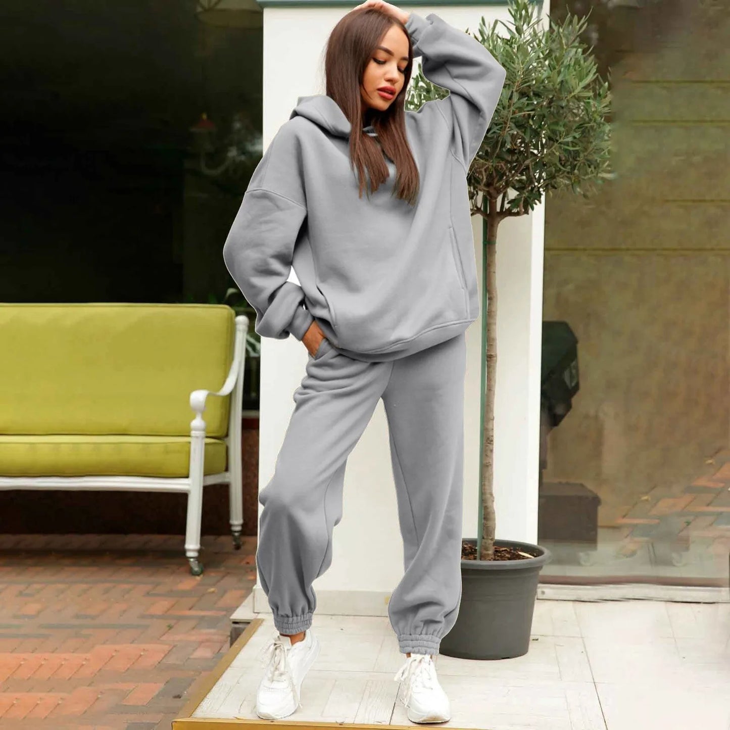 Women's Tracksuit Set 2023 Korean Style Two Piece Set Hoody Top Jogging Pant Training Set Female Sports Track Suits For Fitness