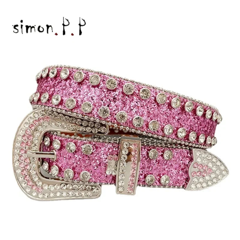 Dark Rhinestone Studded Belt