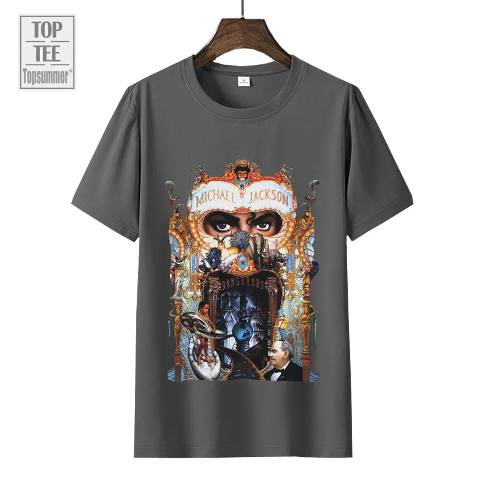 Michael Jackson Dangerous Music Album T Shirt For Men'S Women'S Short Sleeve Oversized T-Shirt Fashion Graphic Printed Tops Tees