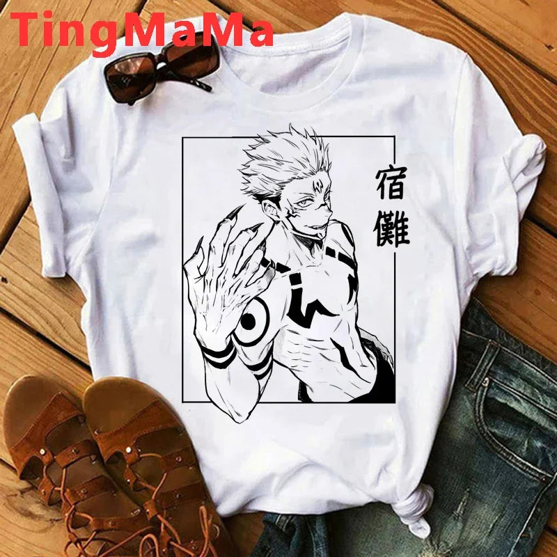 Japanese Anime Jujutsu Kaisen Men T Shirts Itadori Yuji Print Harajuku Tops Ryomen Sukuna Unisex Short Sleeves T-Shirt Male