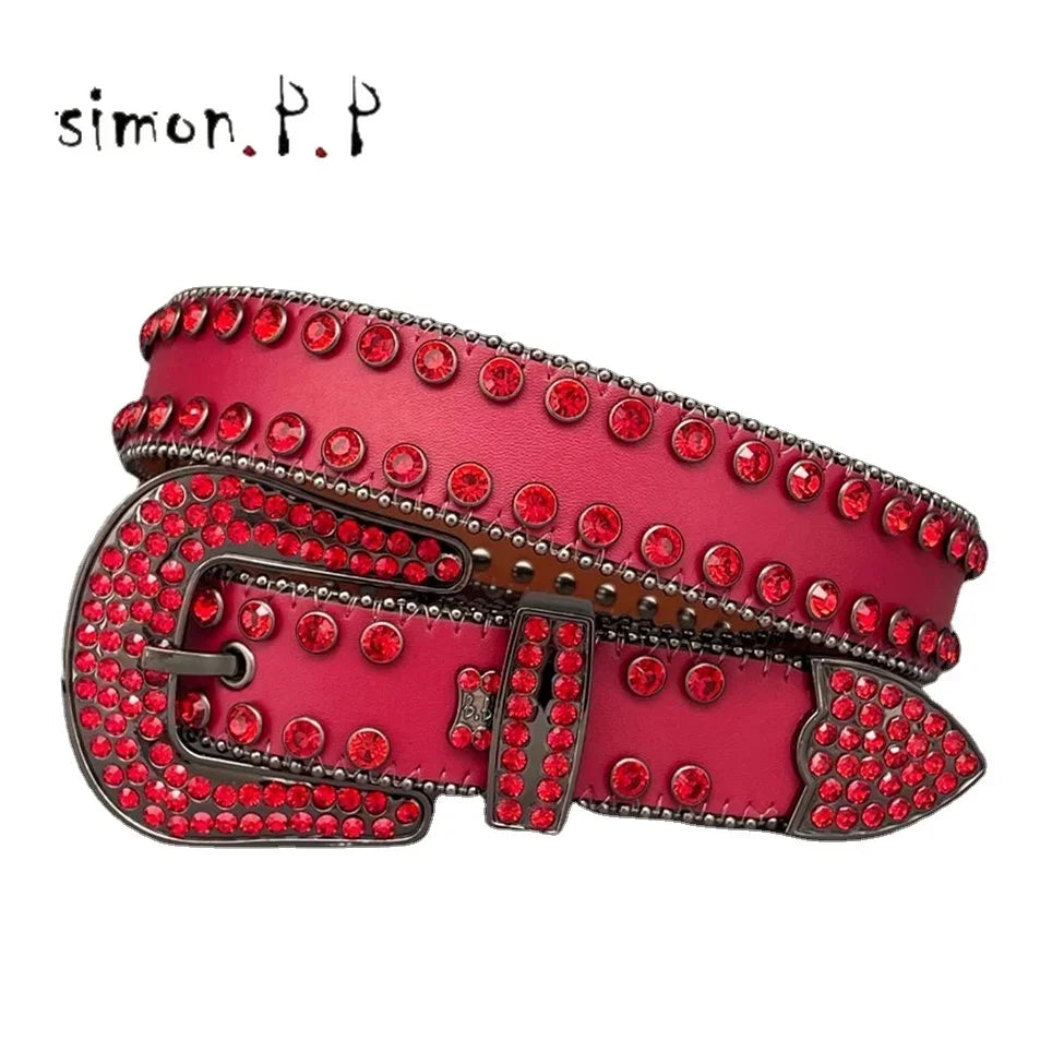 Dark Rhinestone Studded Belt