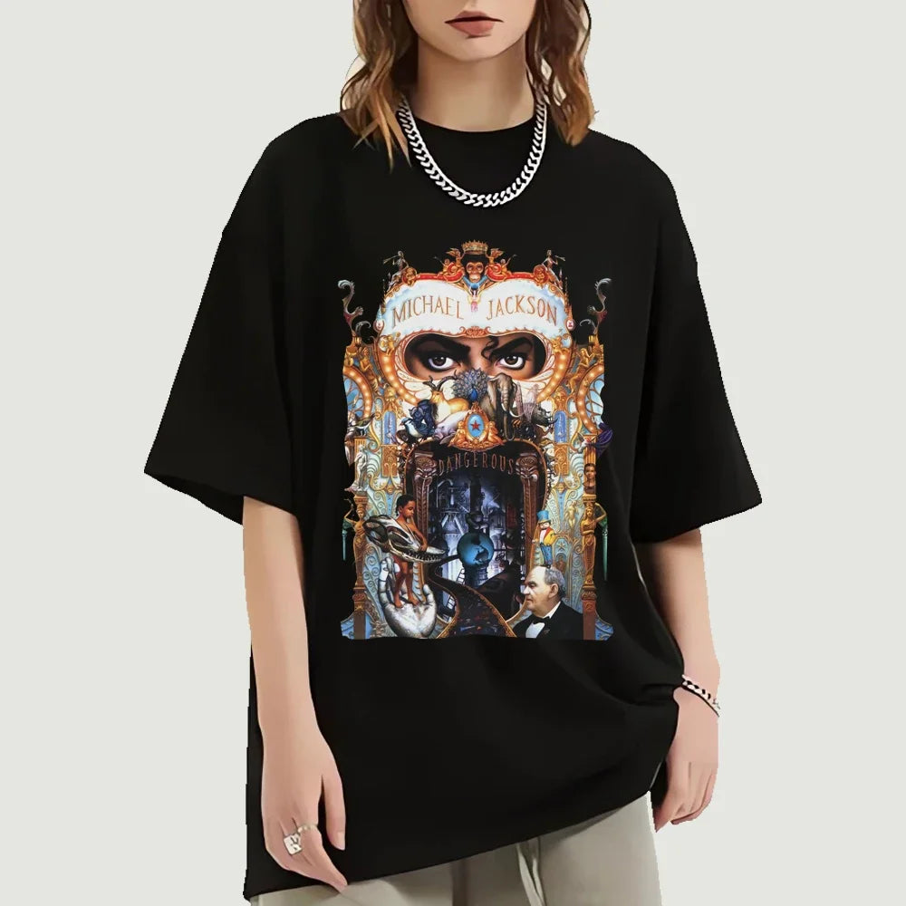 Michael Jackson Dangerous Music Album T Shirt For Men'S Women'S Short Sleeve Oversized T-Shirt Fashion Graphic Printed Tops Tees