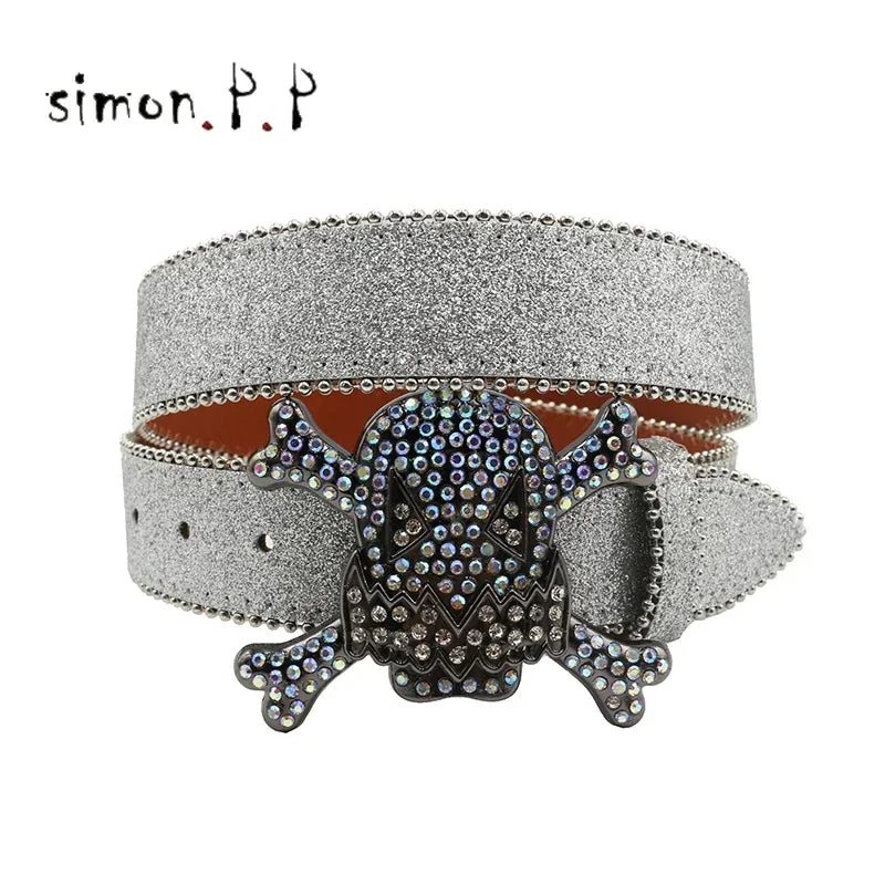 BIG SKULL Rhinestone Western Belts