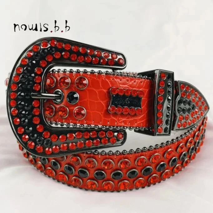 2025 Punk Western Rhinestones Diamond Belts Leather Studded Bing Belt Cinturones Para Mujer Y2K Cowboy Cinto De Strass For Men Women