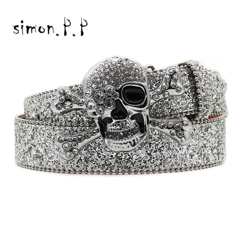 BIG SKULL Rhinestone Western Belts