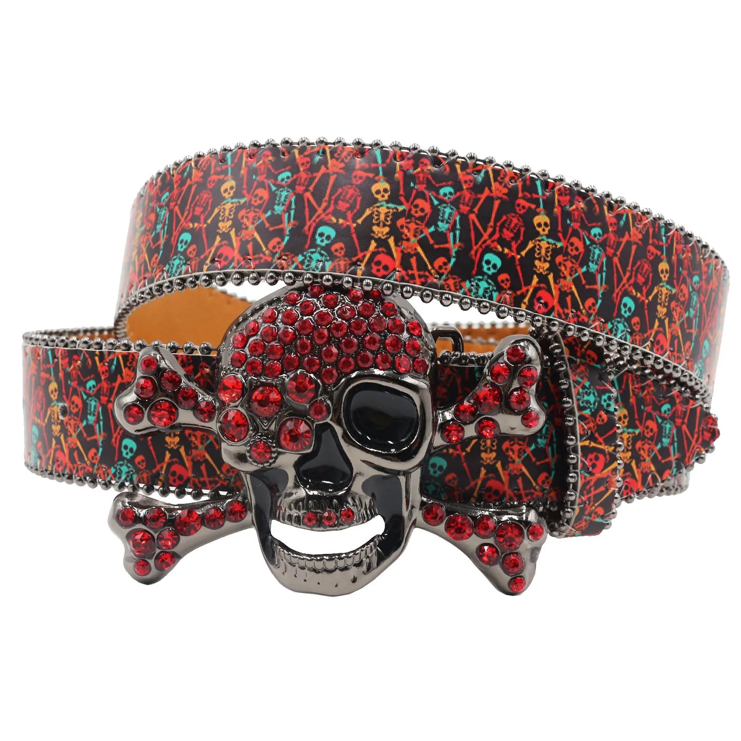 2025 Big Skull Punk Black Rhinestone Belt Unisex Designer Belt Diamond Y2K