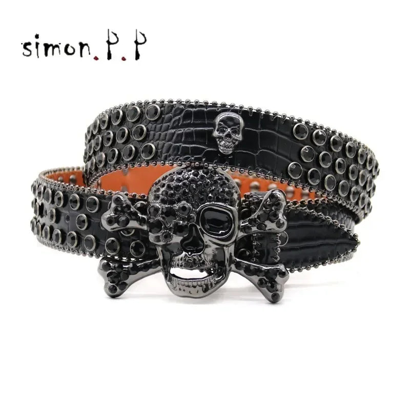 BIG SKULL Rhinestone Western Belts