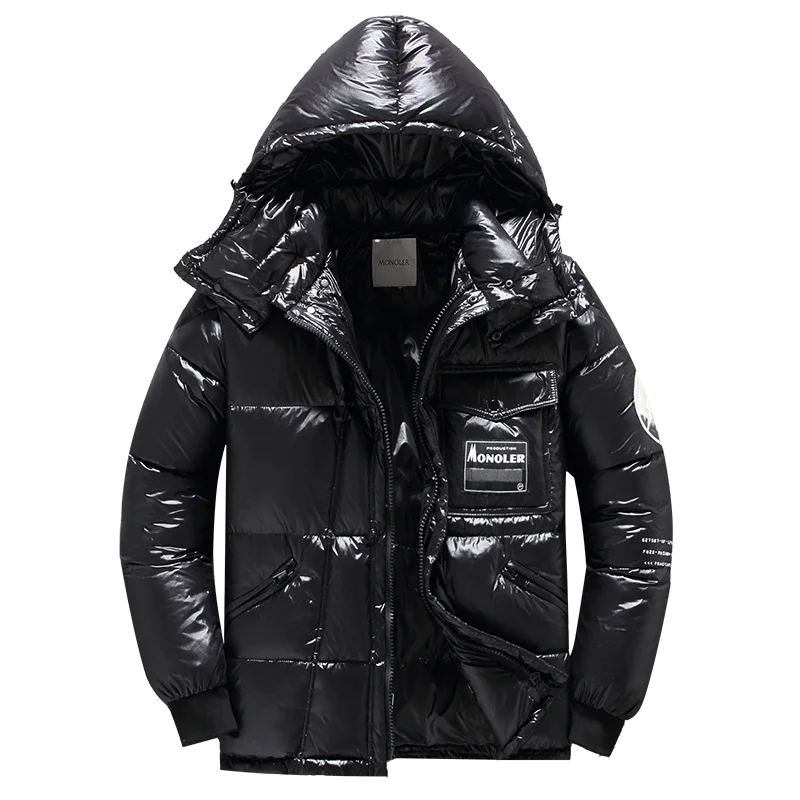 2025 New Winter Shiny Puffer Jackets for Men Hooded Casual White Duck Down Coats High Quality Male Outdoor Windproof Warm Jackets 3XL