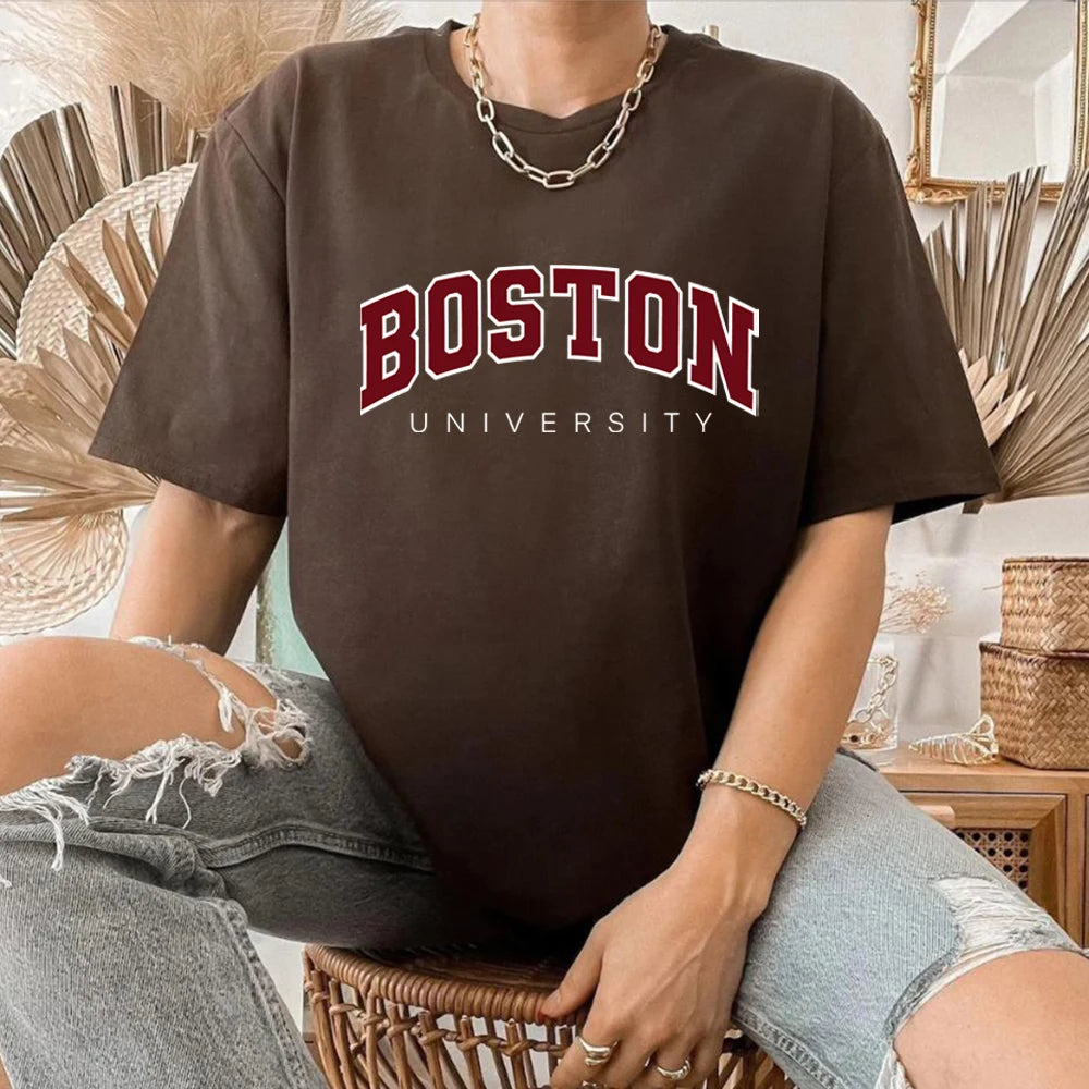 Boston University T Shirt Boston Graphic T Shirts Varsity College University Tshirts Ivy League Shirts Unisex Short Sleeves Tops