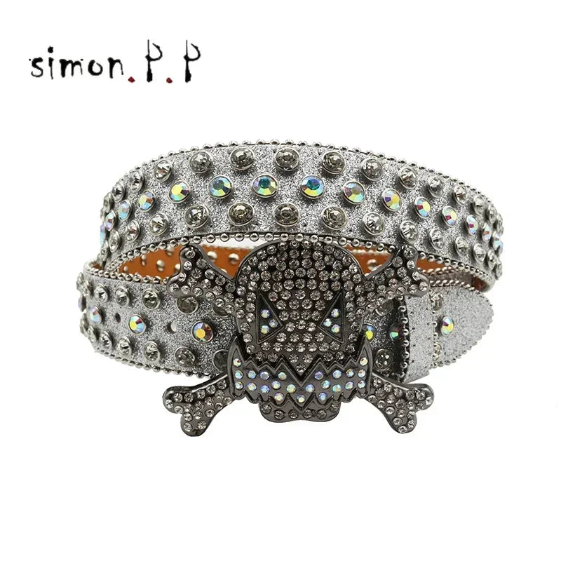 BIG SKULL Rhinestone Western Belts