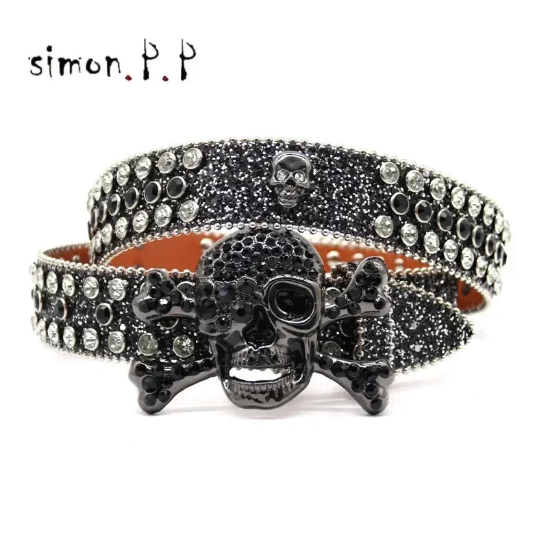 BIG SKULL Rhinestone Western Belts