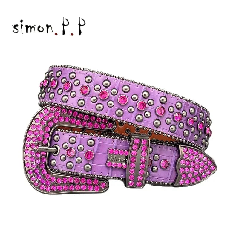 Dark Rhinestone Studded Belt