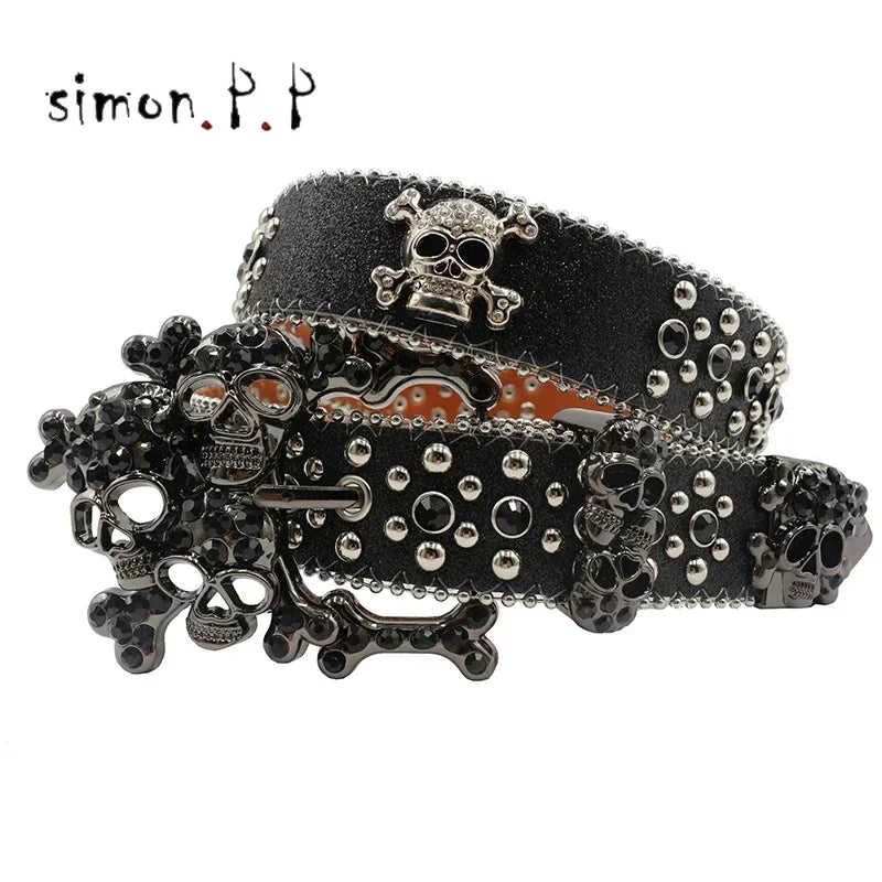 BIG SKULL Rhinestone Western Belts