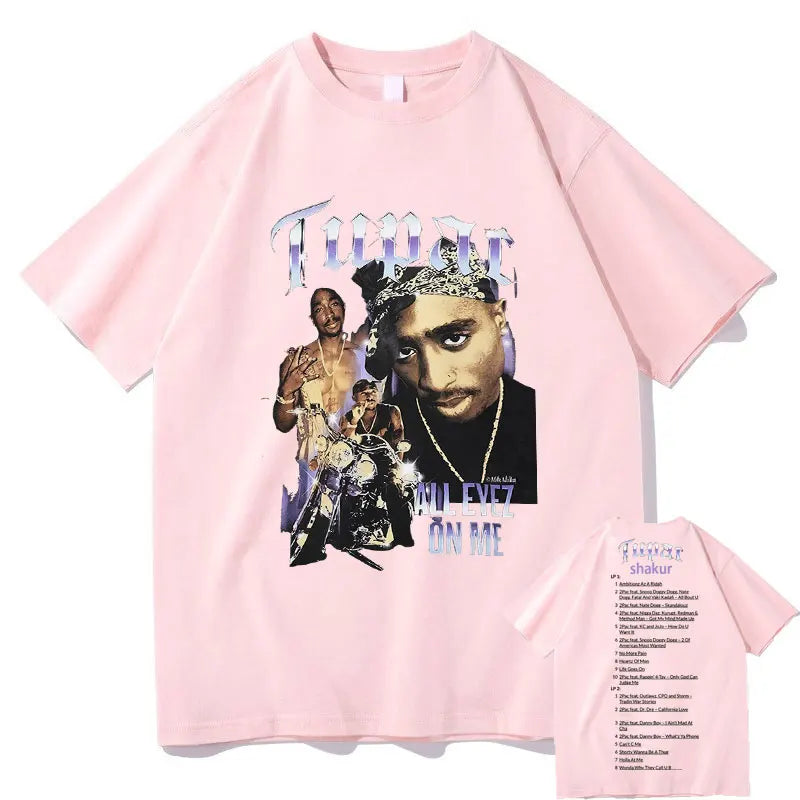 New Rap Tupac 2pac ALL EYEZ Motorbike Vintage Print T Shirt Men Women 100% Pure Cotton T-shirts Playboi Carti Hip Hop Man Tshirt