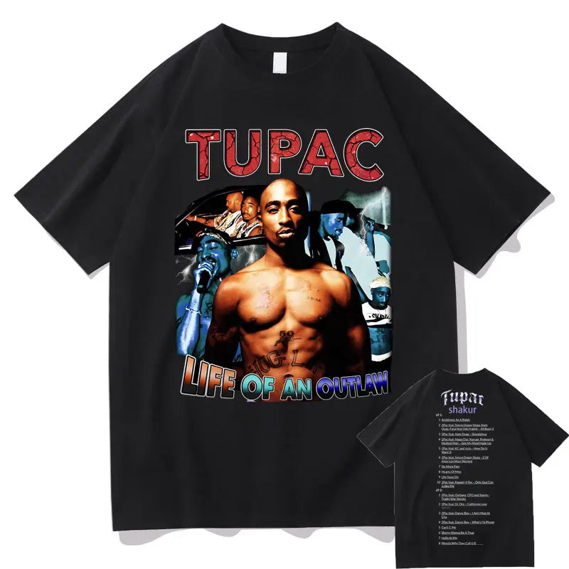 New Rap Tupac 2pac ALL EYEZ Motorbike Vintage Print T Shirt Men Women 100% Pure Cotton T-shirts Playboi Carti Hip Hop Man Tshirt