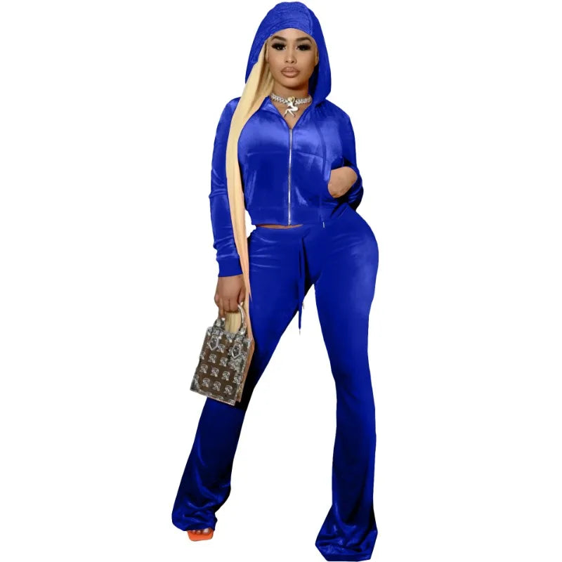 Europe 2024 Tracksuit Women's Velour Tracksuit Track Suit Two Piece Set Women Pants Sets Hooded Zipper Tracksuit Winter Outfits