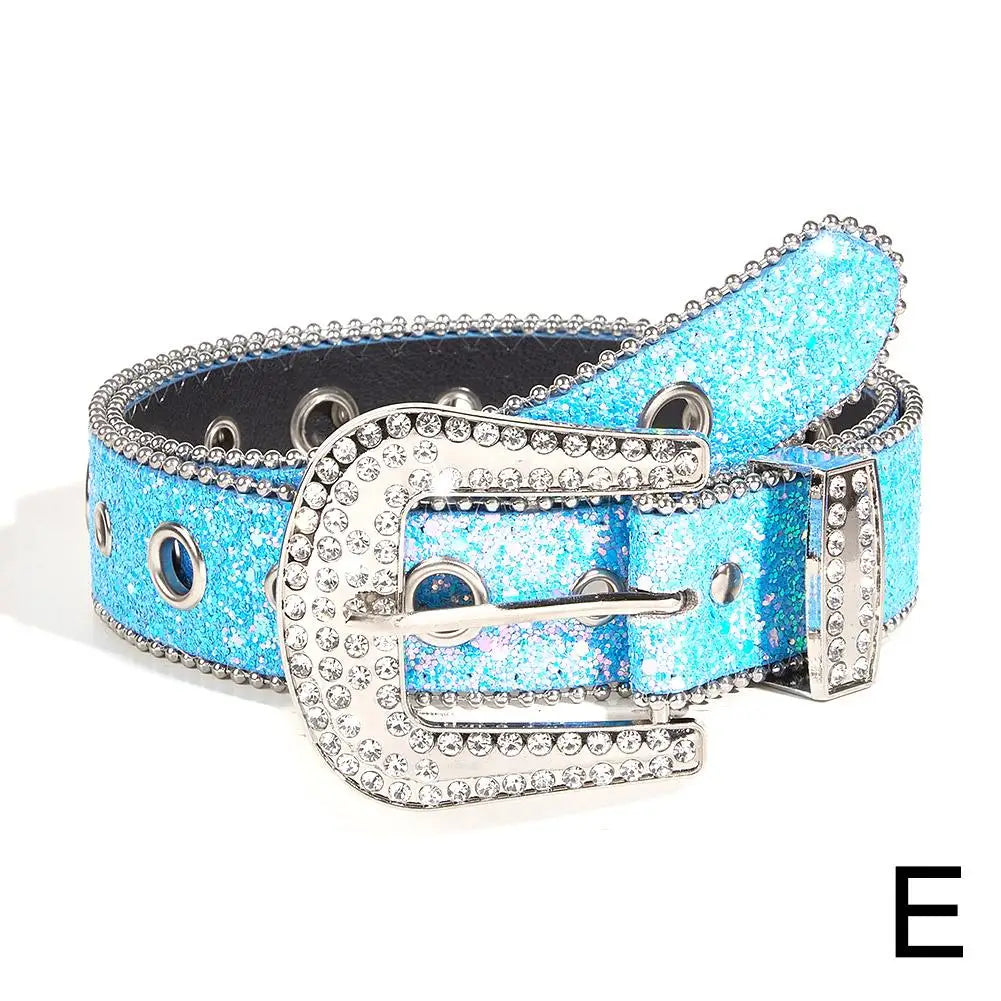 2025 Western Rhinestone Belts Unisex Diamond Strap Cowgirl Cowboy Bling Crystal Wide Buckle Belt