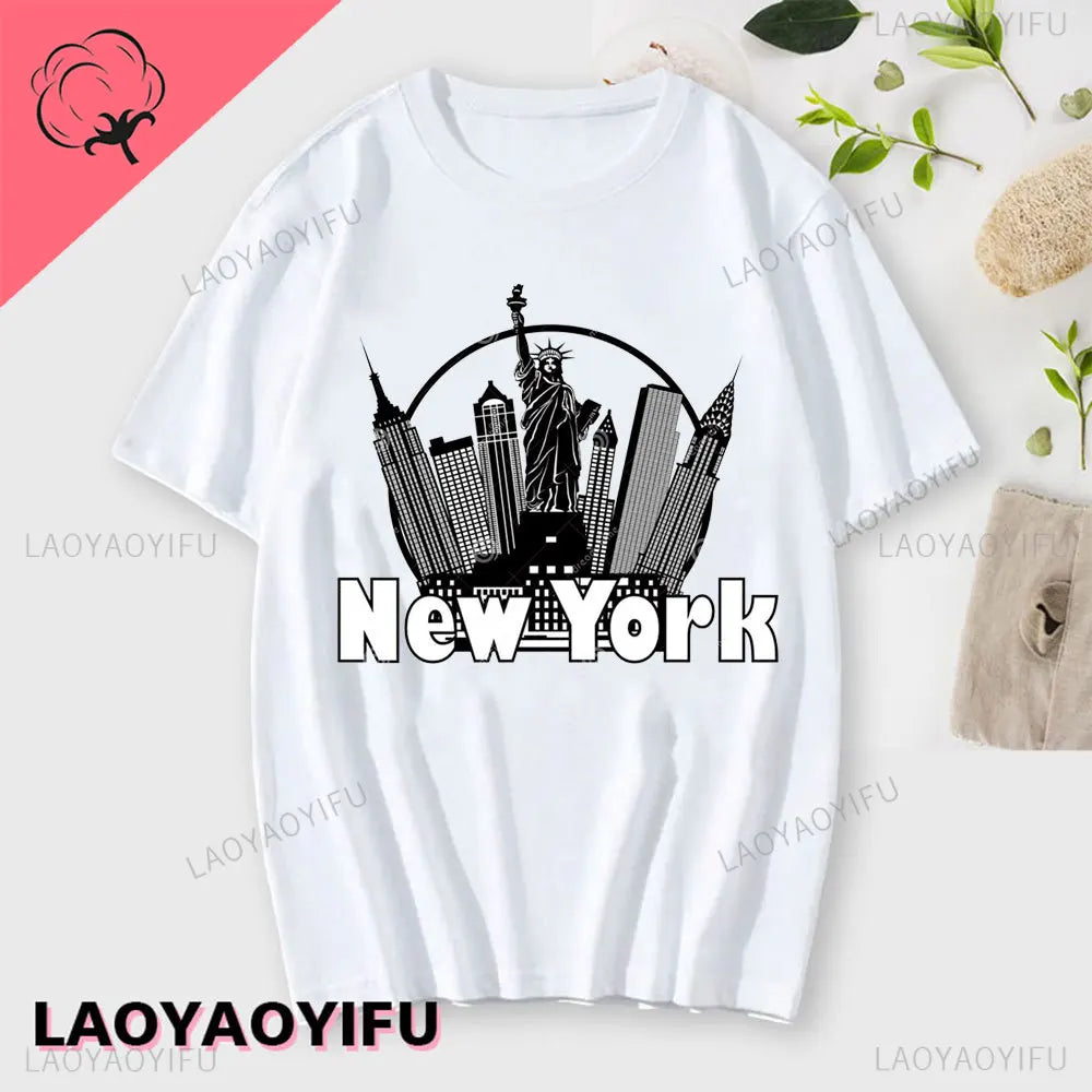 I Love New York Man's Cotton T Shirt NY Heart Souvenir Funny T Shirt Fashion Gift Comics Classic Apparel Streetwear Short-sleev