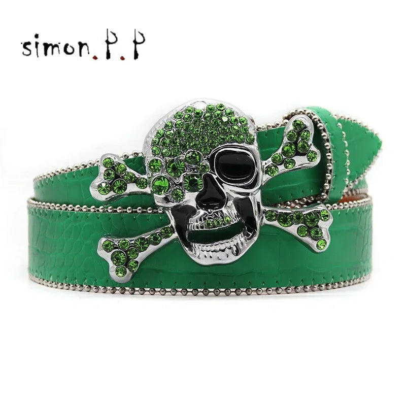 BIG SKULL Rhinestone Western Belts