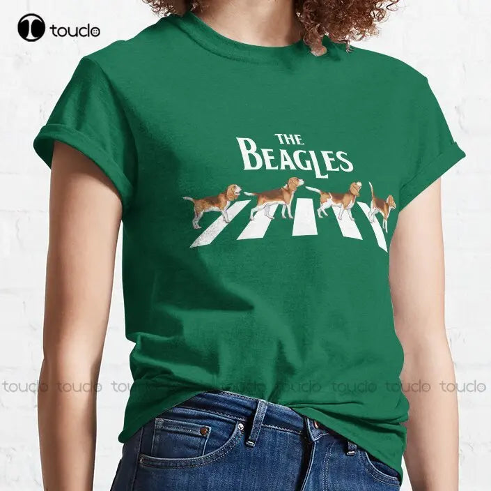 The Beagles - Beagle Dogs On Crosswalk Classic T-Shirt Custom Aldult Teen Unisex Digital Printing Tee Shirts Custom Gift Xs-5Xl