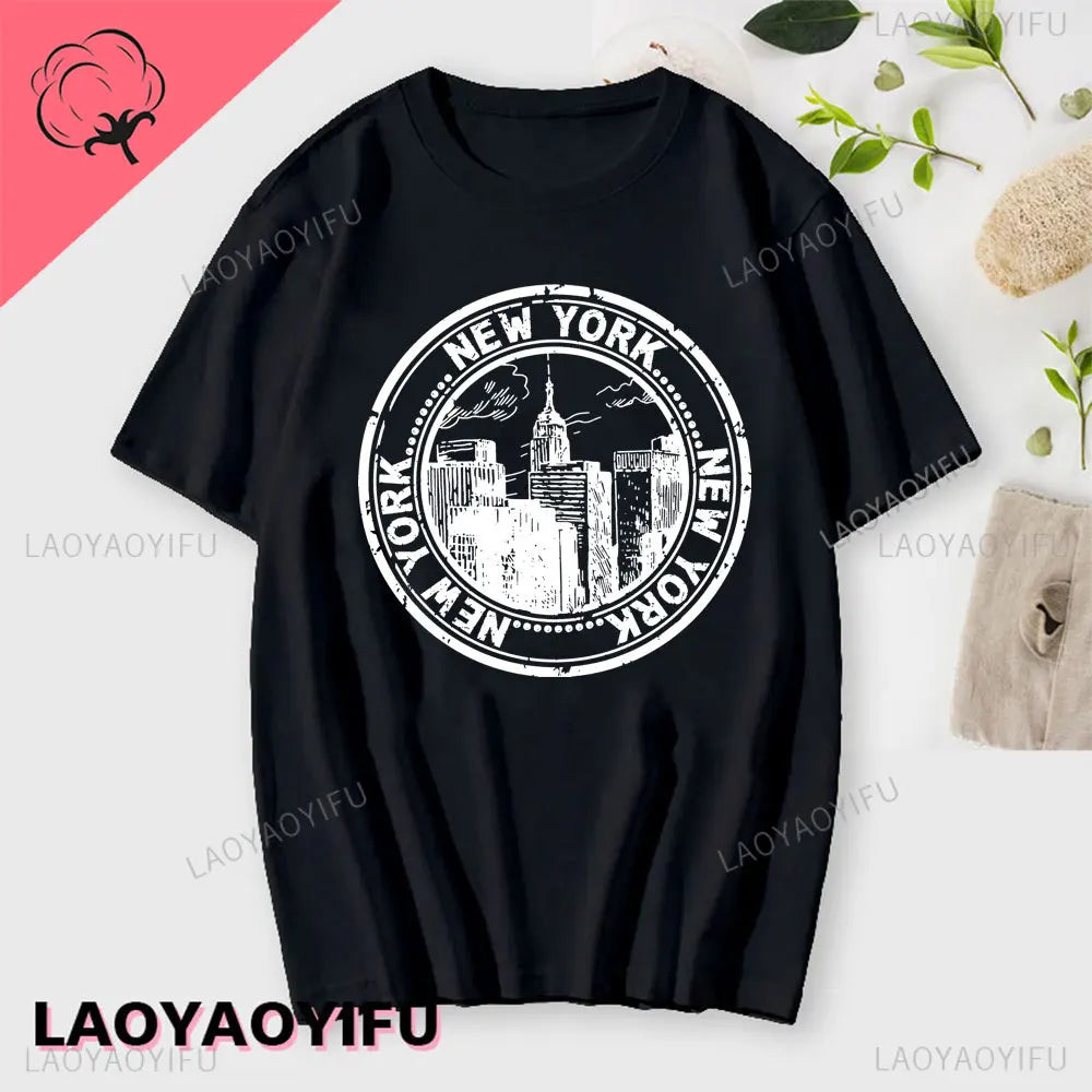 I Love New York Man's Cotton T Shirt NY Heart Souvenir Funny T Shirt Fashion Gift Comics Classic Apparel Streetwear Short-sleev