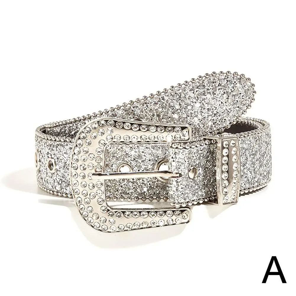 2025 Western Rhinestone Belts Unisex Diamond Strap Cowgirl Cowboy Bling Crystal Wide Buckle Belt