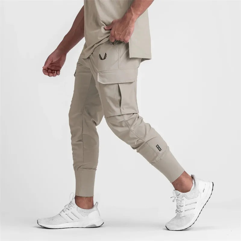 2024 New Men's Cargo Pants Summer Thin Loose Quick-Drying Elastic Leggings Running Training Sweatpants Casual Trend Trousers