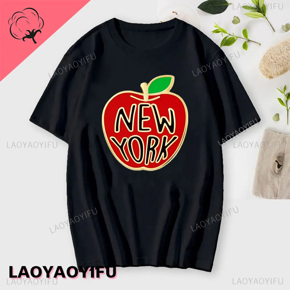 I Love New York Man's Cotton T Shirt NY Heart Souvenir Funny T Shirt Fashion Gift Comics Classic Apparel Streetwear Short-sleev