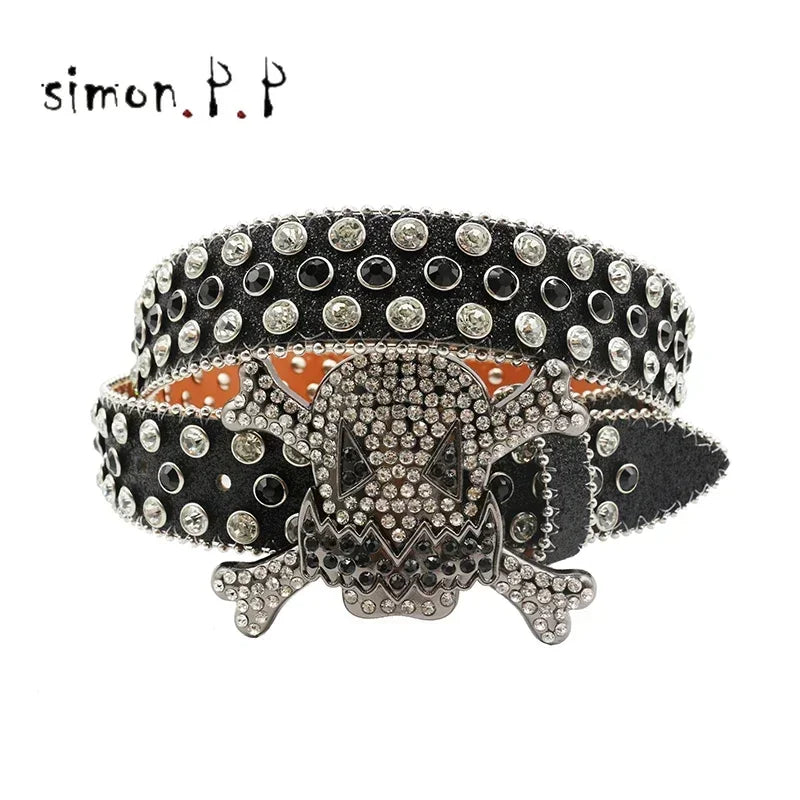 BIG SKULL Rhinestone Western Belts