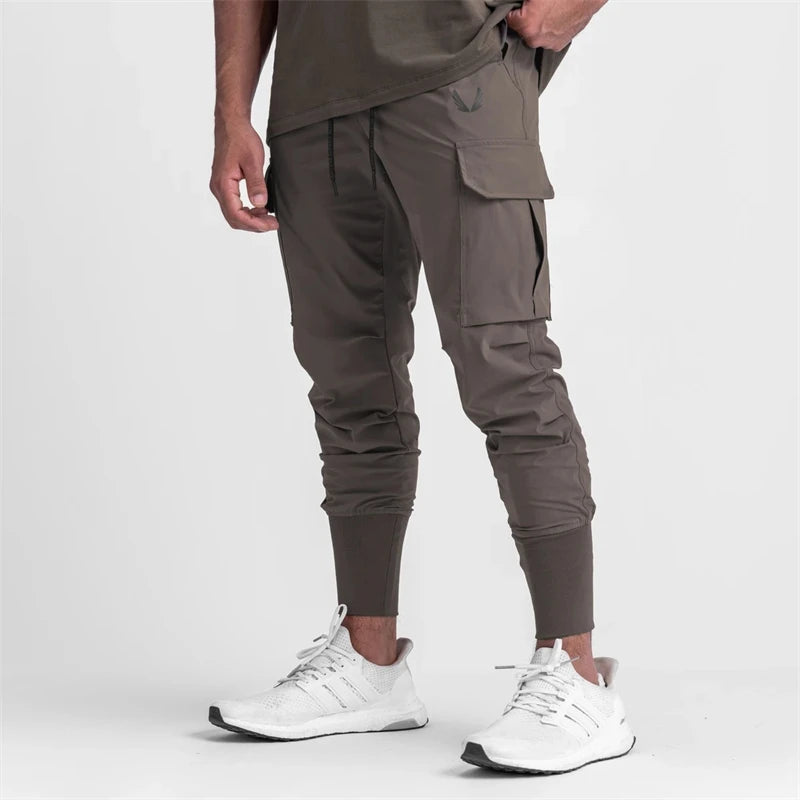 2024 New Men's Cargo Pants Summer Thin Loose Quick-Drying Elastic Leggings Running Training Sweatpants Casual Trend Trousers