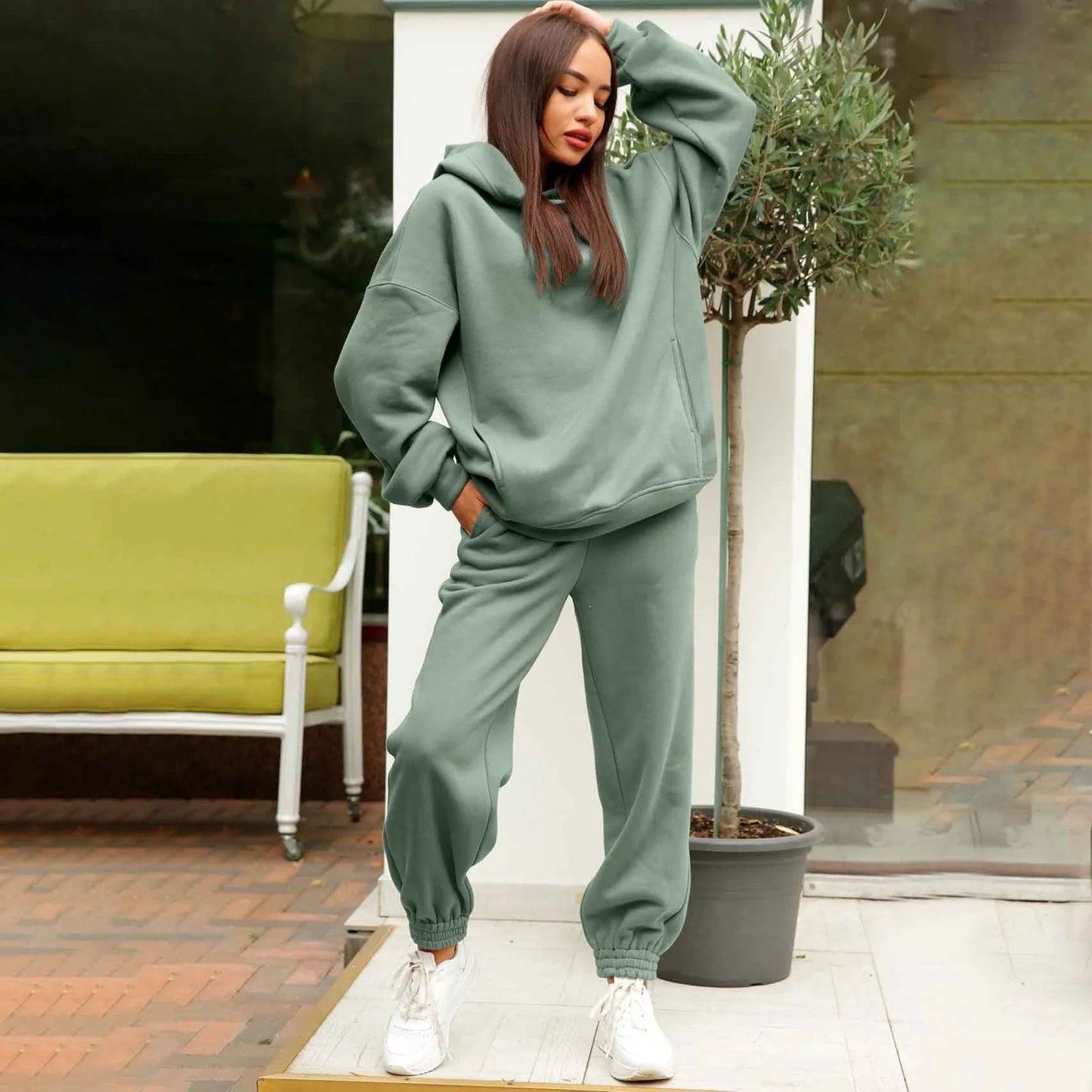 Women's Tracksuit Set 2023 Korean Style Two Piece Set Hoody Top Jogging Pant Training Set Female Sports Track Suits For Fitness