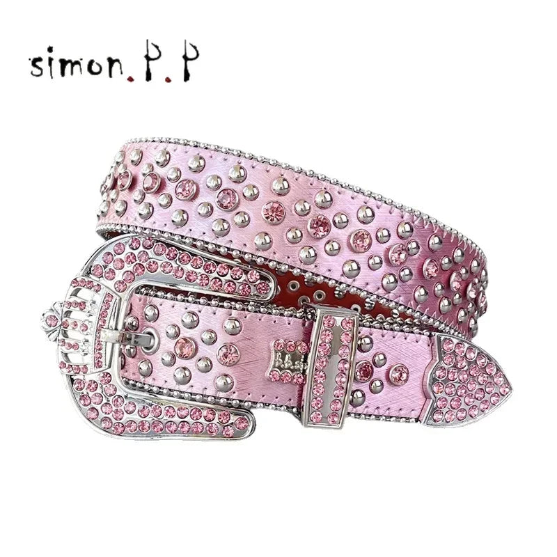 Dark Rhinestone Studded Belt