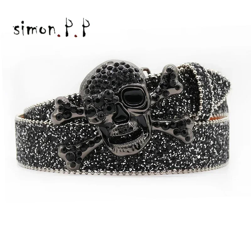 BIG SKULL Rhinestone Western Belts