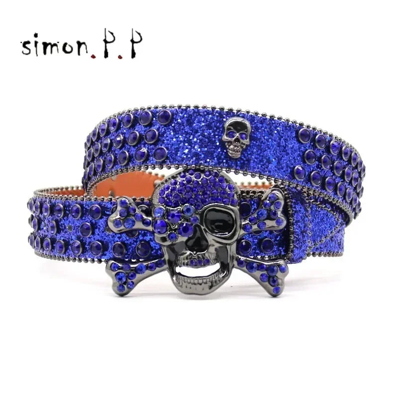 BIG SKULL Rhinestone Western Belts