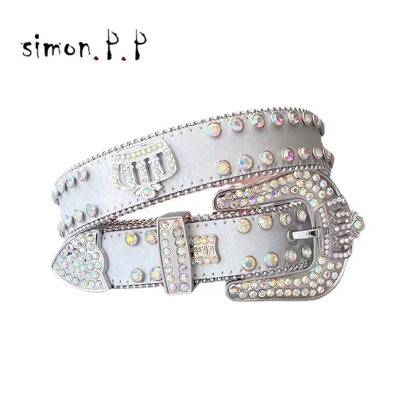 Dark Rhinestone Studded Belt