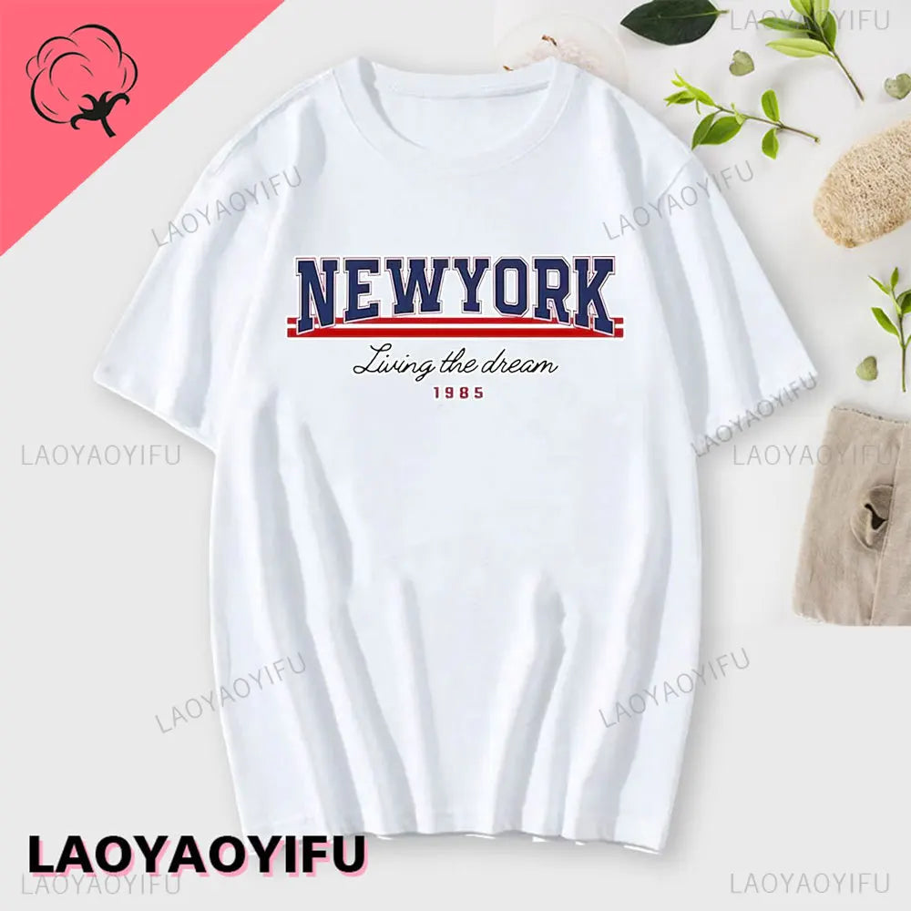 I Love New York Man's Cotton T Shirt NY Heart Souvenir Funny T Shirt Fashion Gift Comics Classic Apparel Streetwear Short-sleev