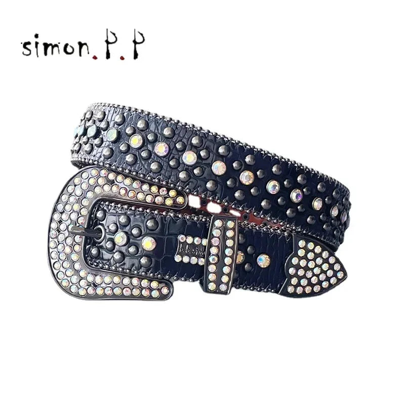 2025 Goth Dark Western Cowboy Belts Luxury Designer Rhinestones Belts Unisex