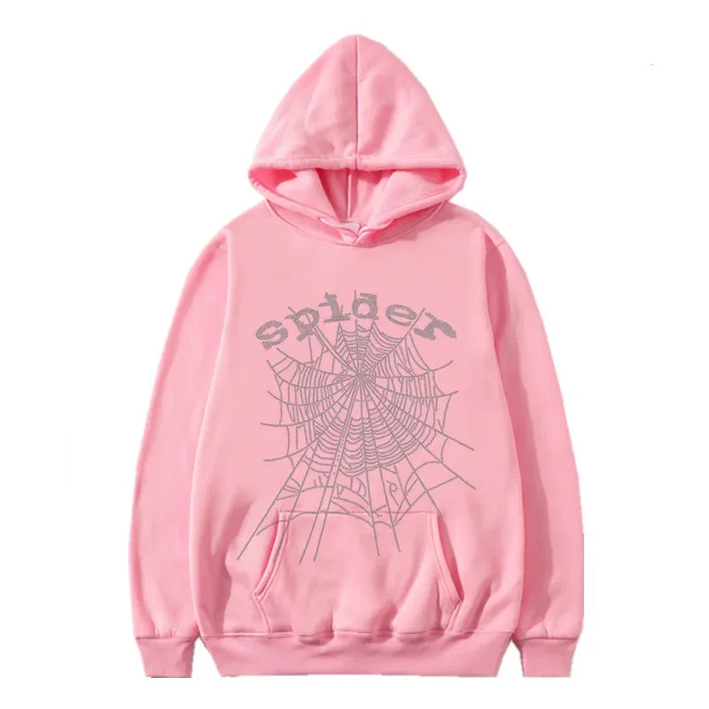 2025 Street European American Singer Letter Spider Web Burned Ice Sweatshirt Men Women's Couple Spring Autumn Hooded Shirt Men's Wear Jacket