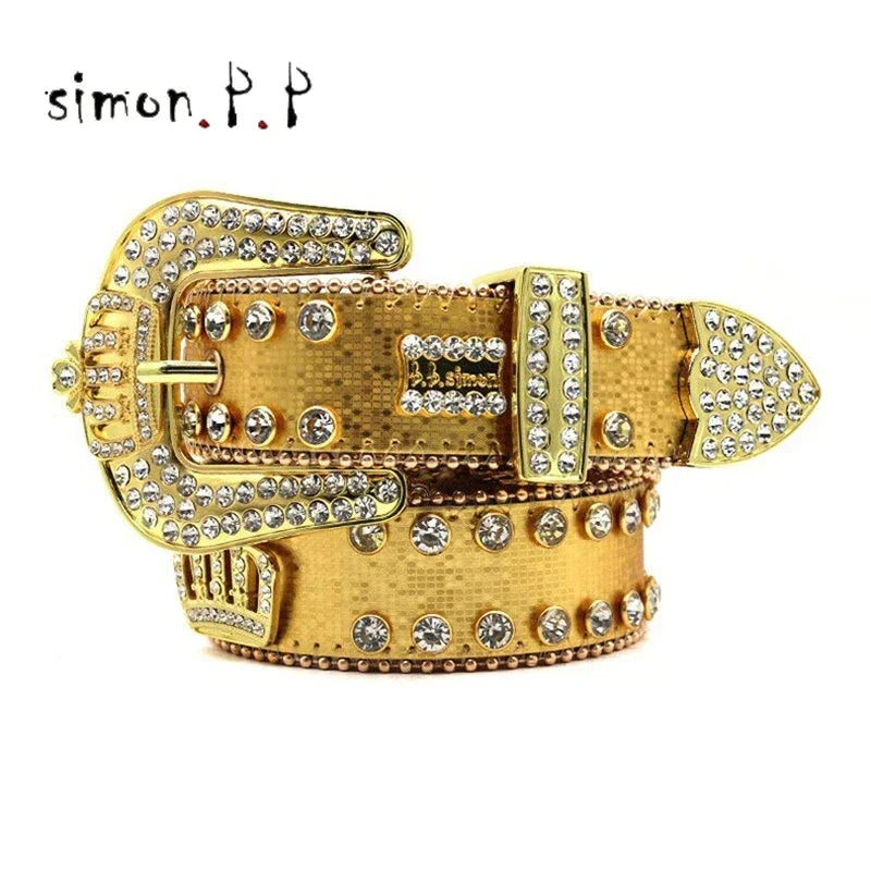 Dark Rhinestone Studded Belt