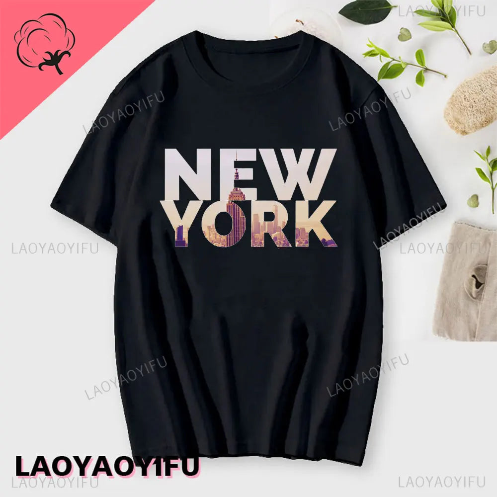 I Love New York Man's Cotton T Shirt NY Heart Souvenir Funny T Shirt Fashion Gift Comics Classic Apparel Streetwear Short-sleev