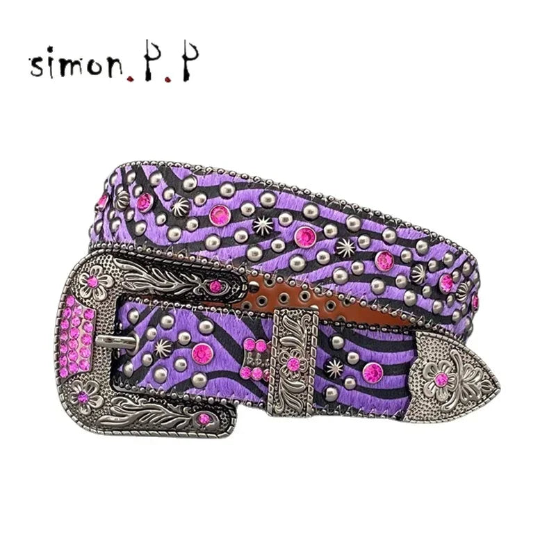 Dark Rhinestone Studded Belt