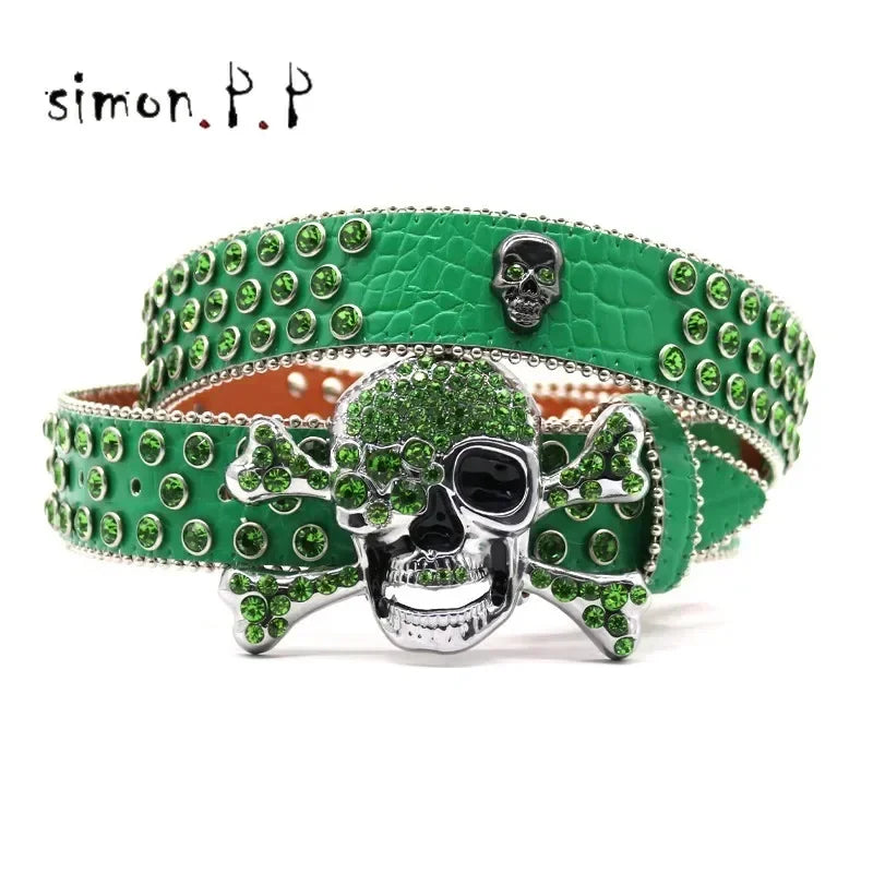 BIG SKULL Rhinestone Western Belts