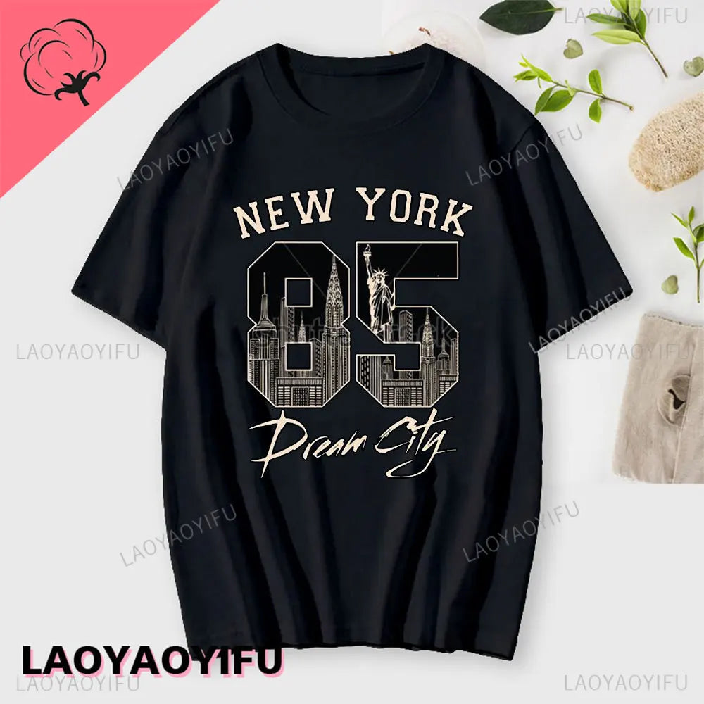 I Love New York Man's Cotton T Shirt NY Heart Souvenir Funny T Shirt Fashion Gift Comics Classic Apparel Streetwear Short-sleev