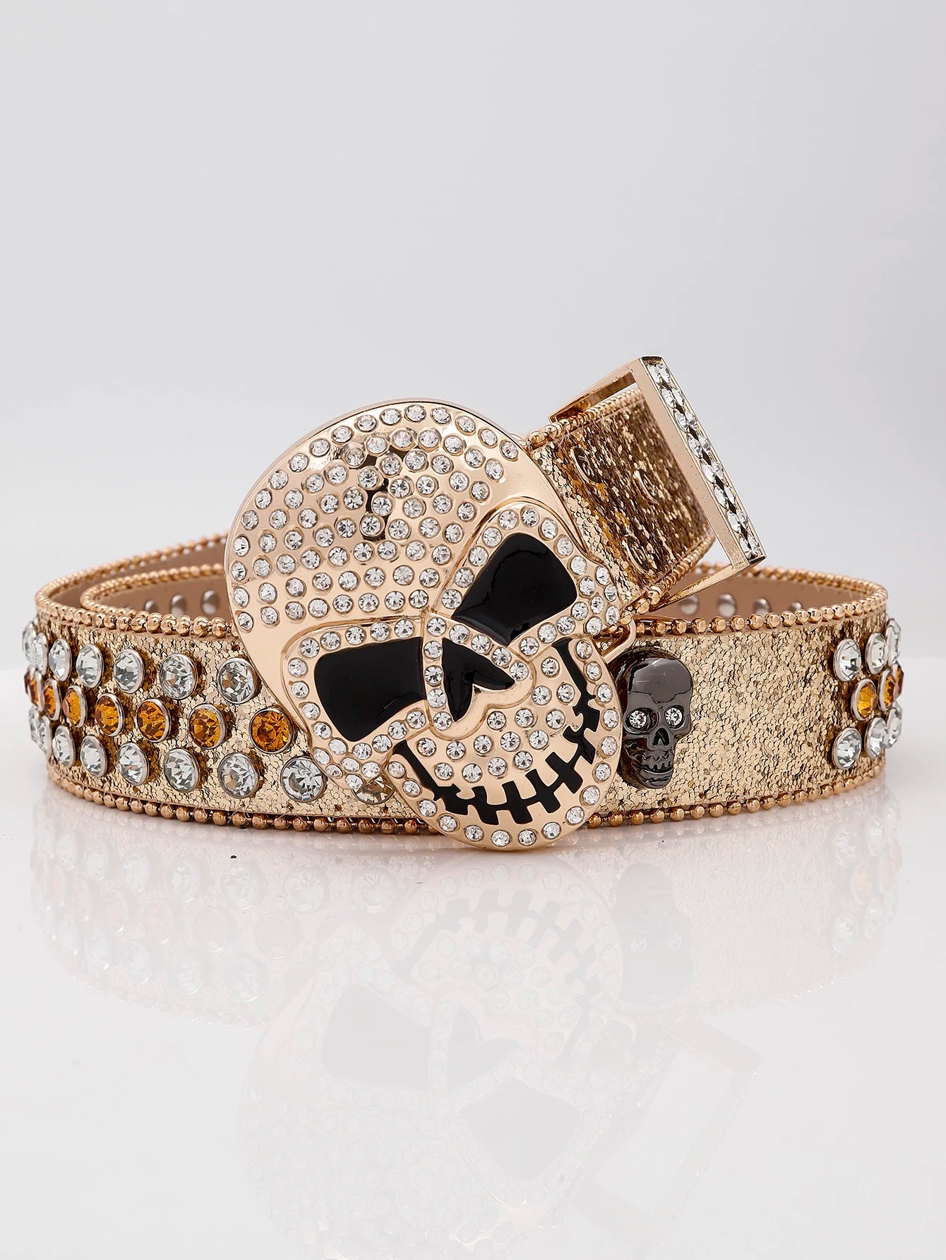 All New Rhinestone Skull Belt Unisex designer