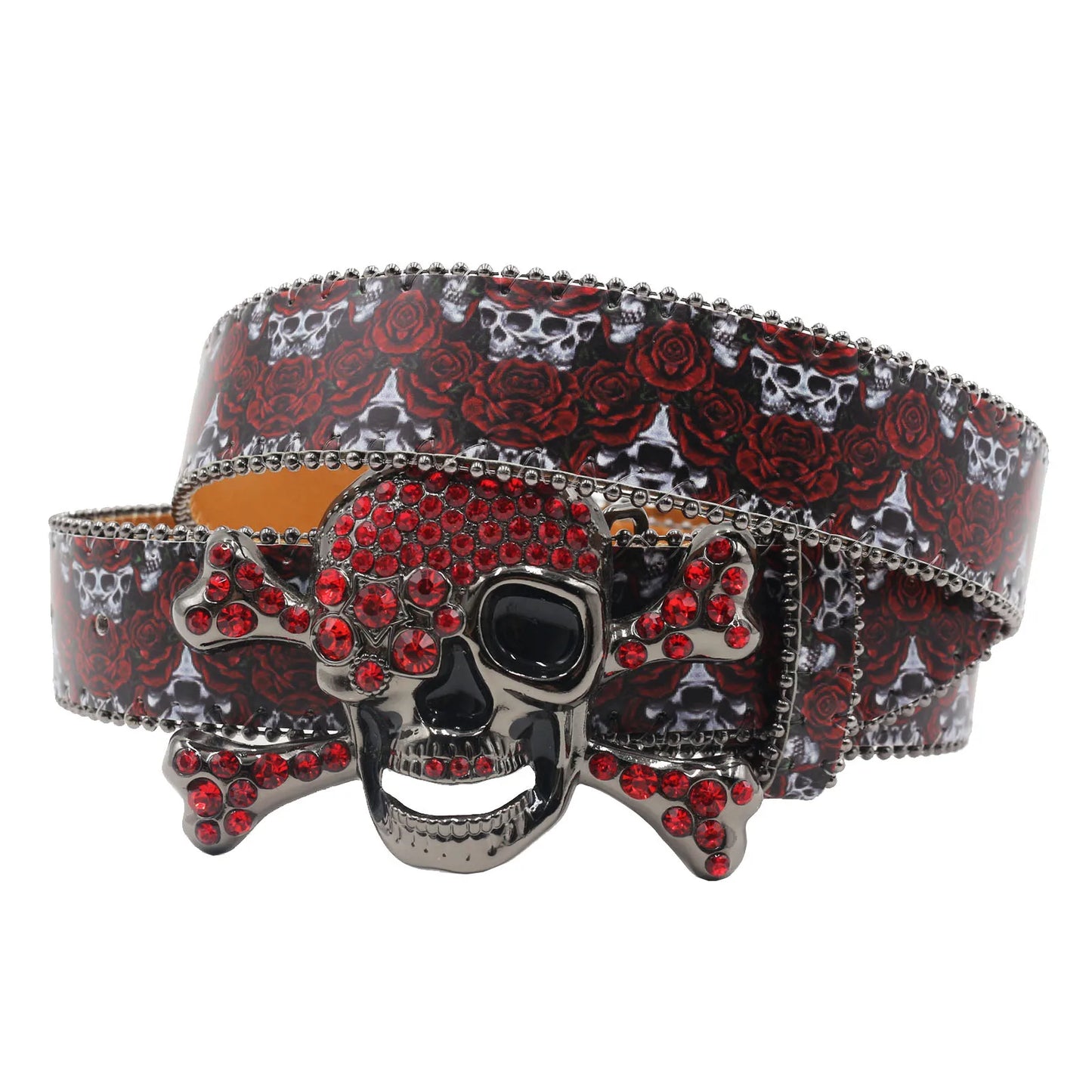 2025 Big Skull Punk Black Rhinestone Belt Unisex Designer Belt Diamond Y2K