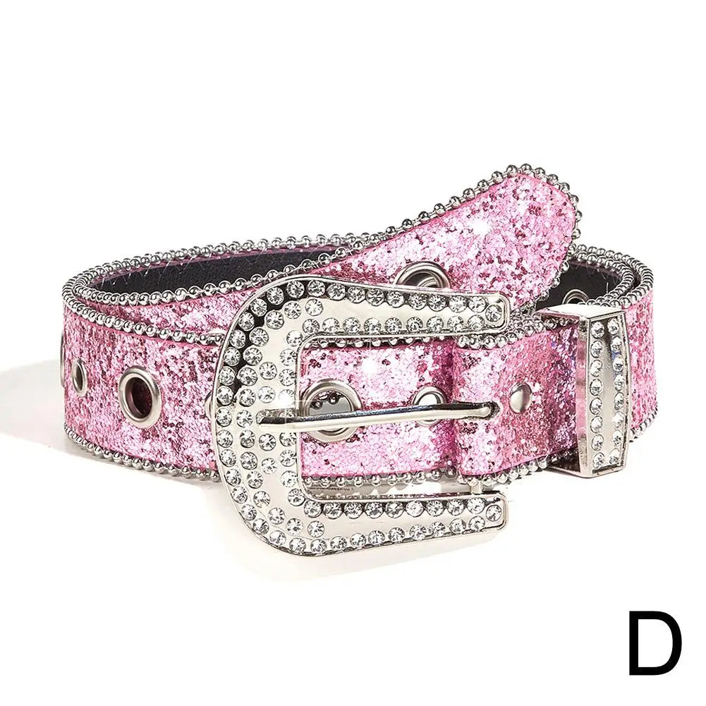 2025 Western Rhinestone Belts Unisex Diamond Strap Cowgirl Cowboy Bling Crystal Wide Buckle Belt