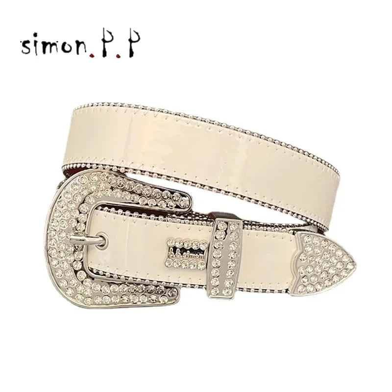 Dark Rhinestone Studded Belt