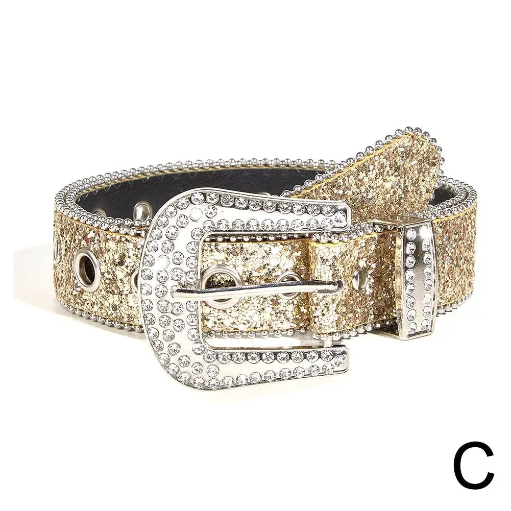 2025 Western Rhinestone Belts Unisex Diamond Strap Cowgirl Cowboy Bling Crystal Wide Buckle Belt