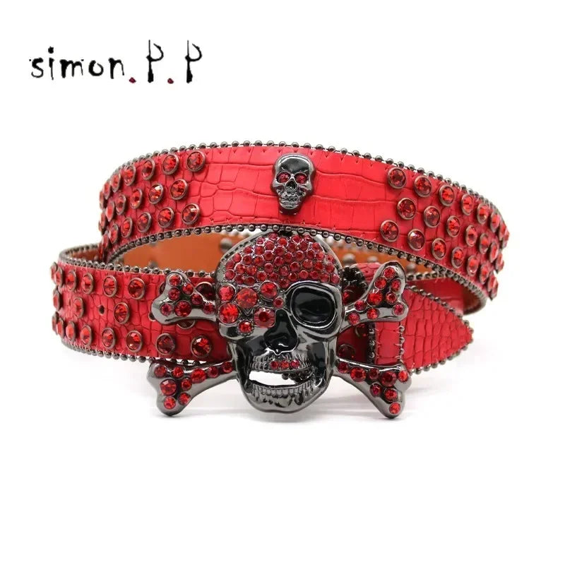 BIG SKULL Rhinestone Western Belts